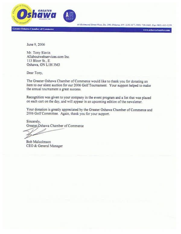 Scanned first page of Greater Oshawa Chamber of Commerce
