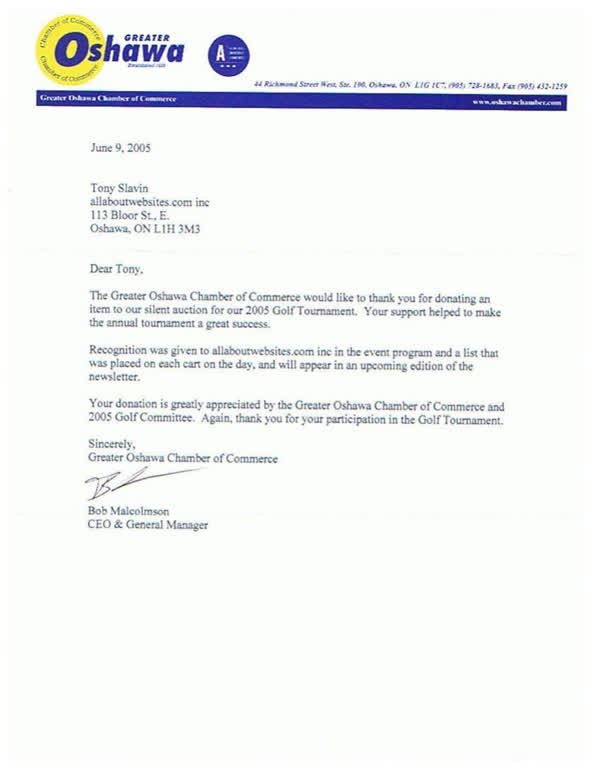 Scanned first page of Greater Oshawa Chamber of Commerce
