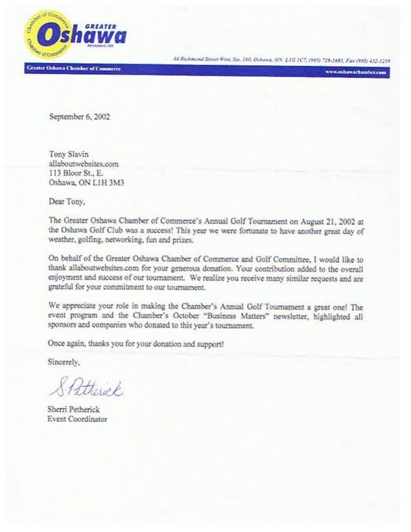 Scanned first page of Greater Oshawa Chamber of Commerce