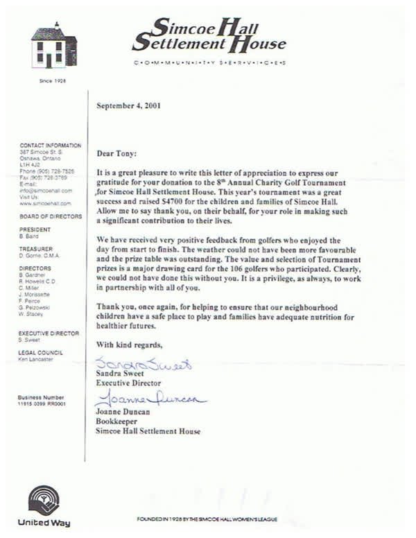 Scanned first page of Simcoe Hall Settlement House
