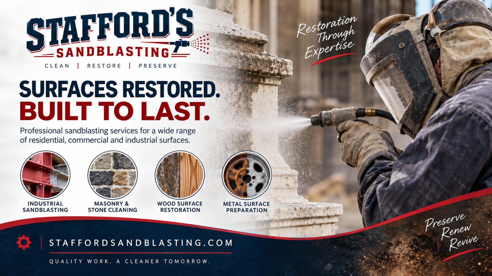 Stafford Sandblasting Services website