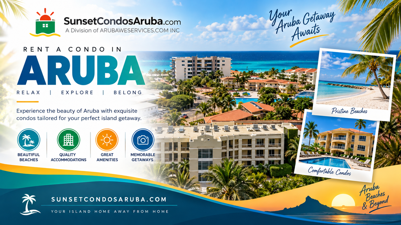 Sunset Condos Aruba website