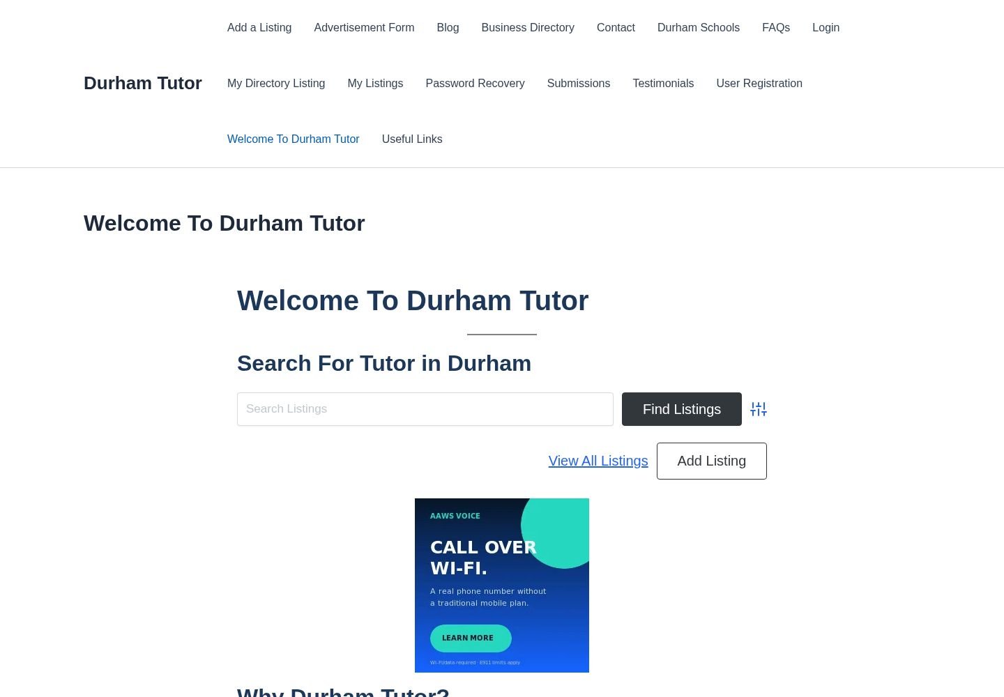 Durham Tutor website project