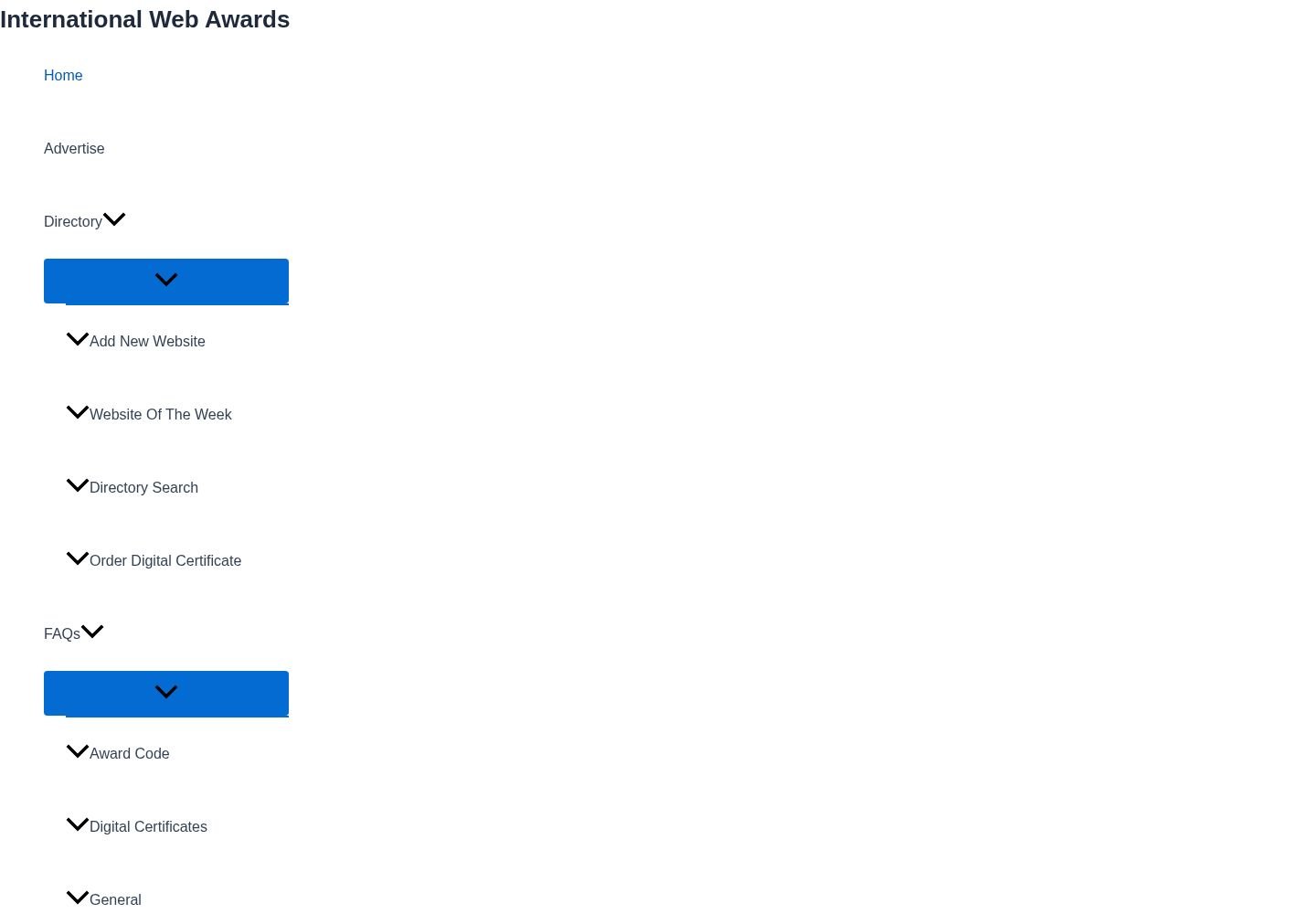 International Web Awards website project