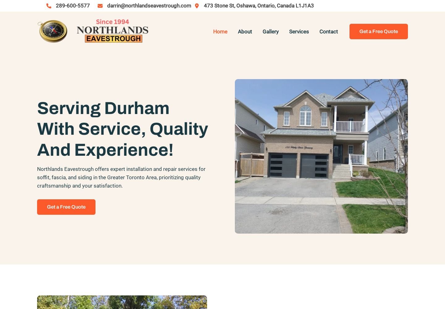Northlands Eavestrough website project