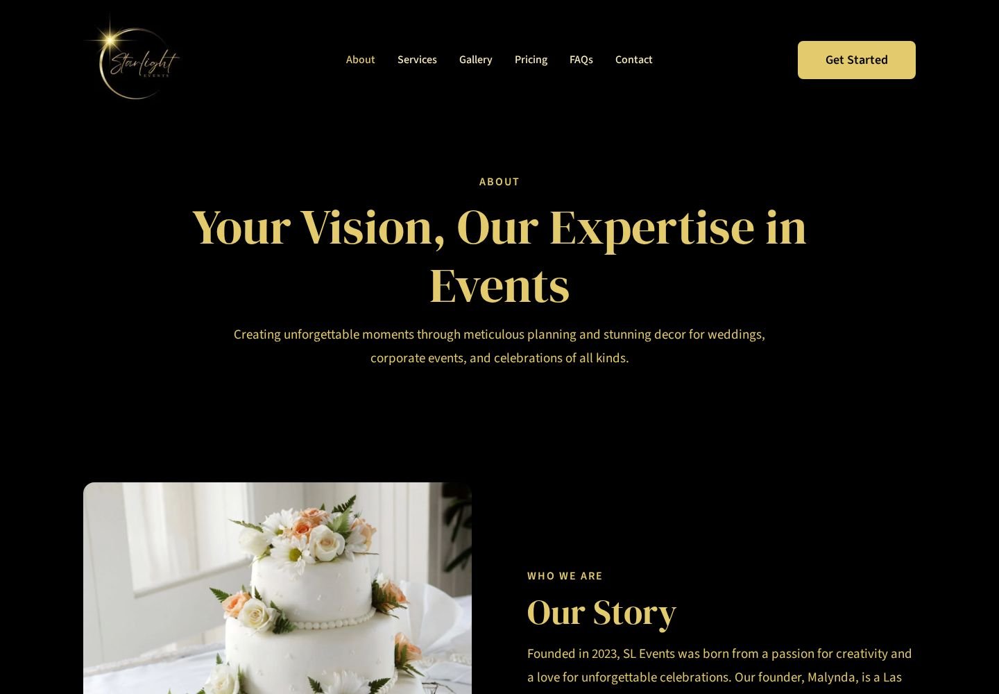 Starlight Events website project