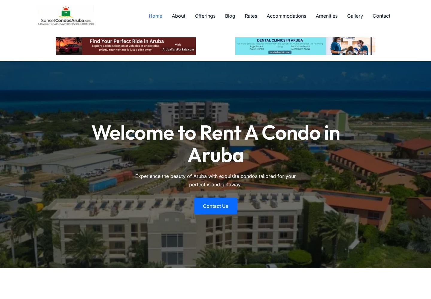 Sunset Condos Aruba website project