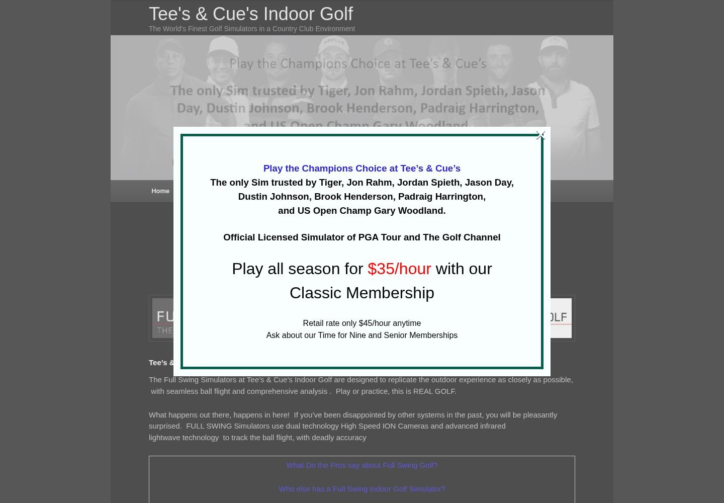 Tee’s & Cue’s Indoor Golf website project
