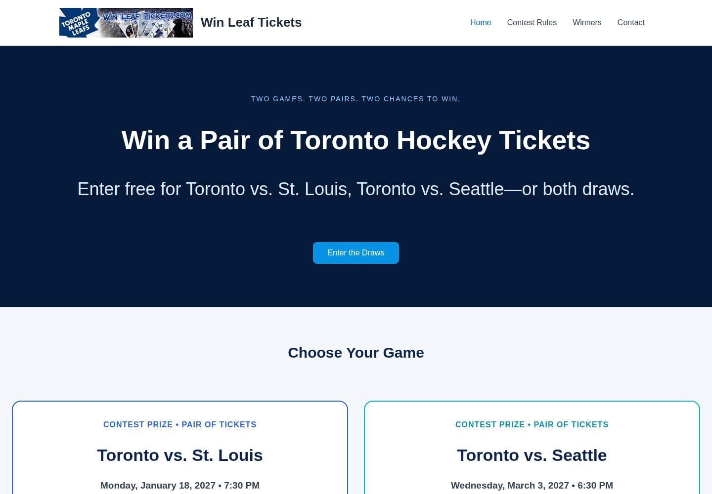 Win Leaf Tickets website project