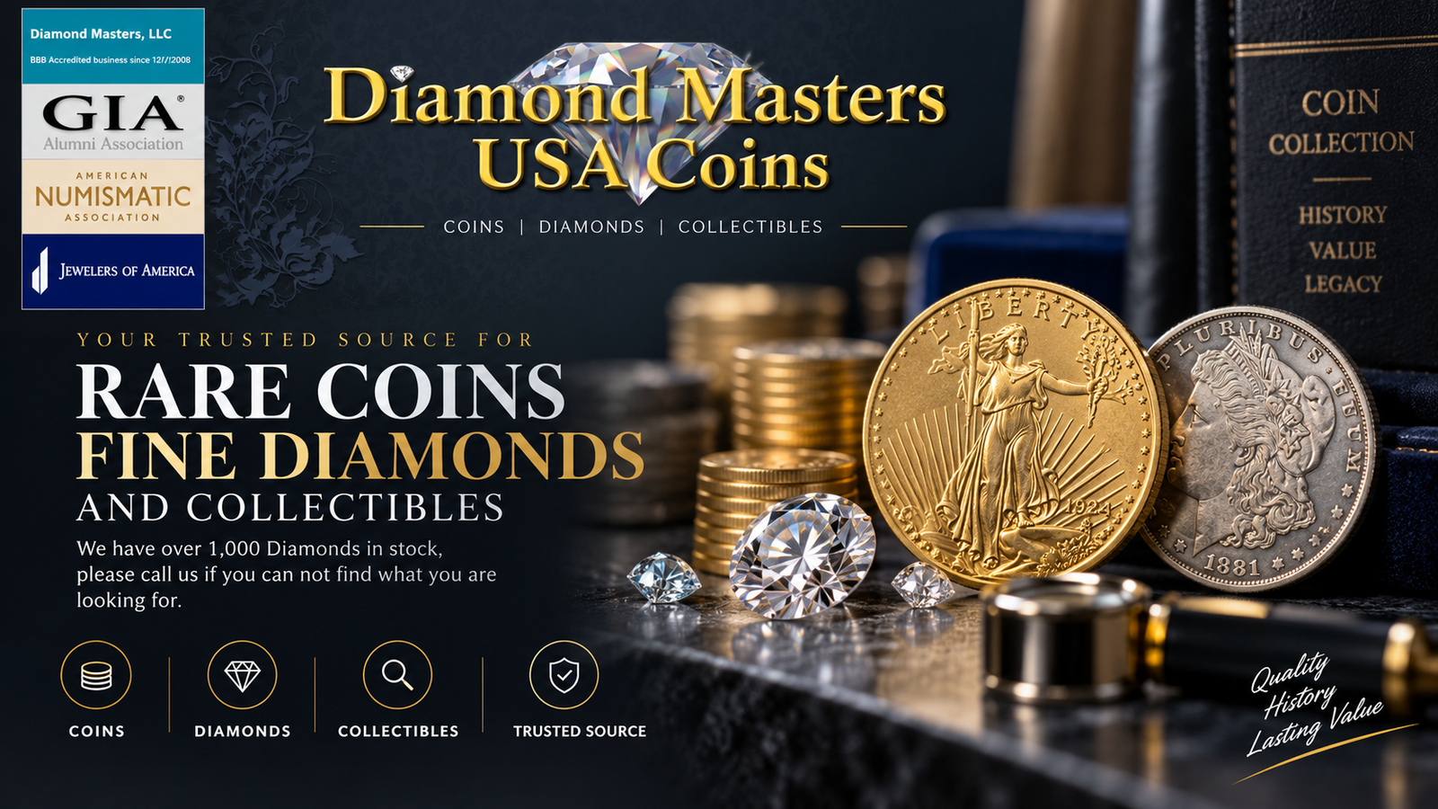 Diamond Masters USA Coins website project