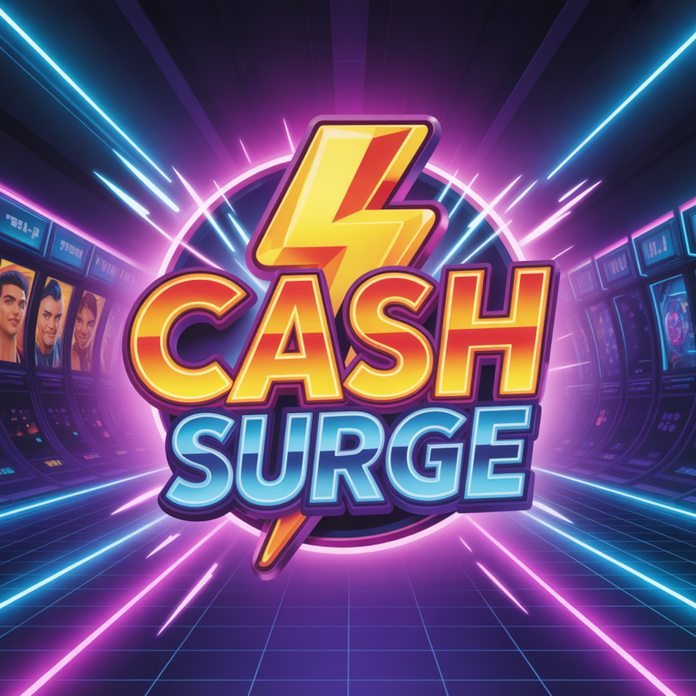 Road Legends Cruisers ideogram v3.0 A vibrant casino slot game logo with the text CASH SURGE featuring a bold 1 768x768