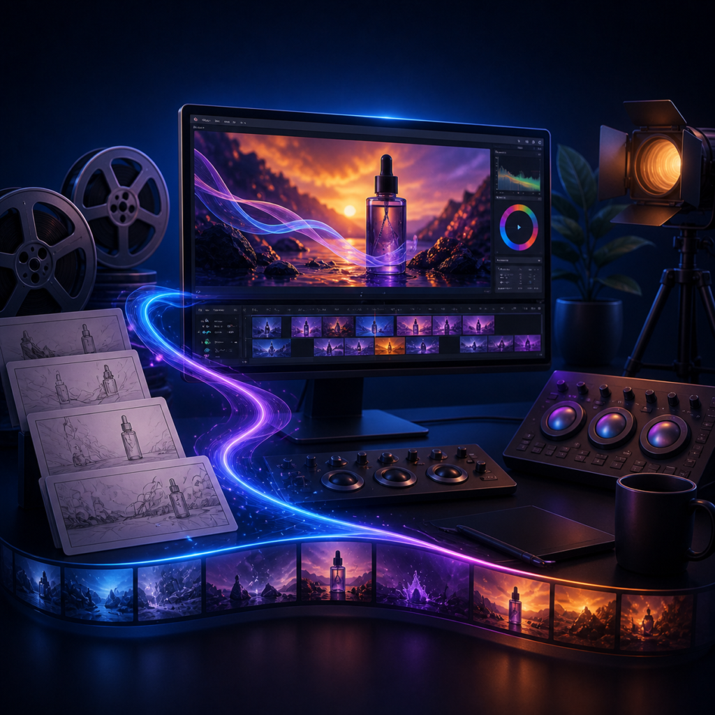Promotional video storyboard, editing and color grading workflow