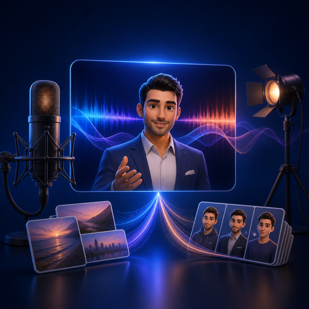 Voice recording and digital avatar production for a promotional video