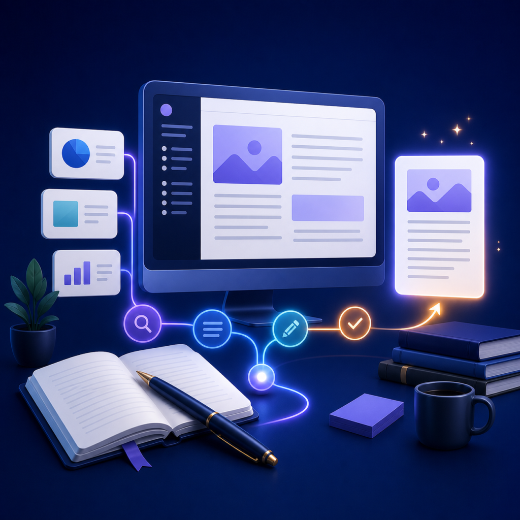 Professional article research, drafting and editing workflow