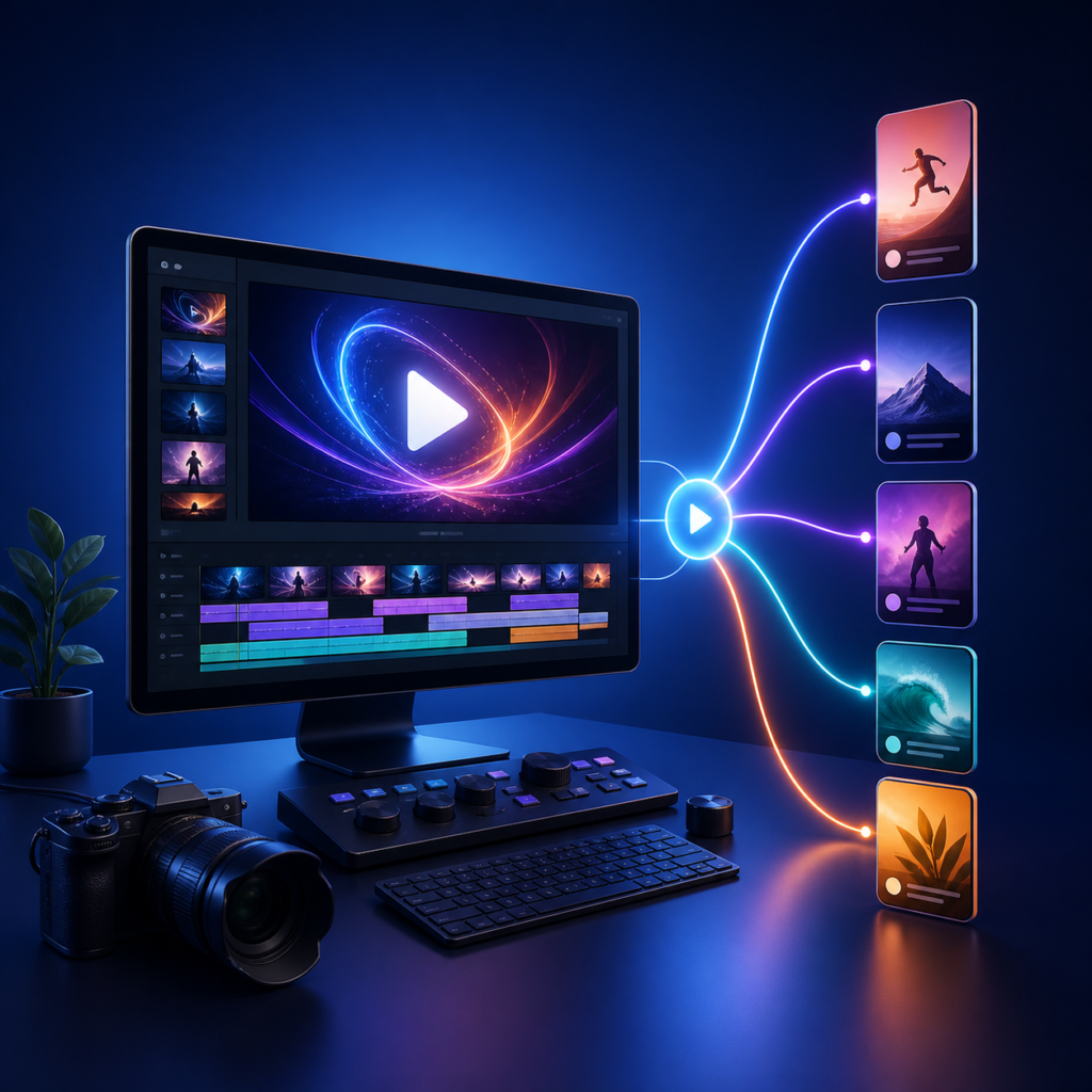 Social video creation, editing and publishing service