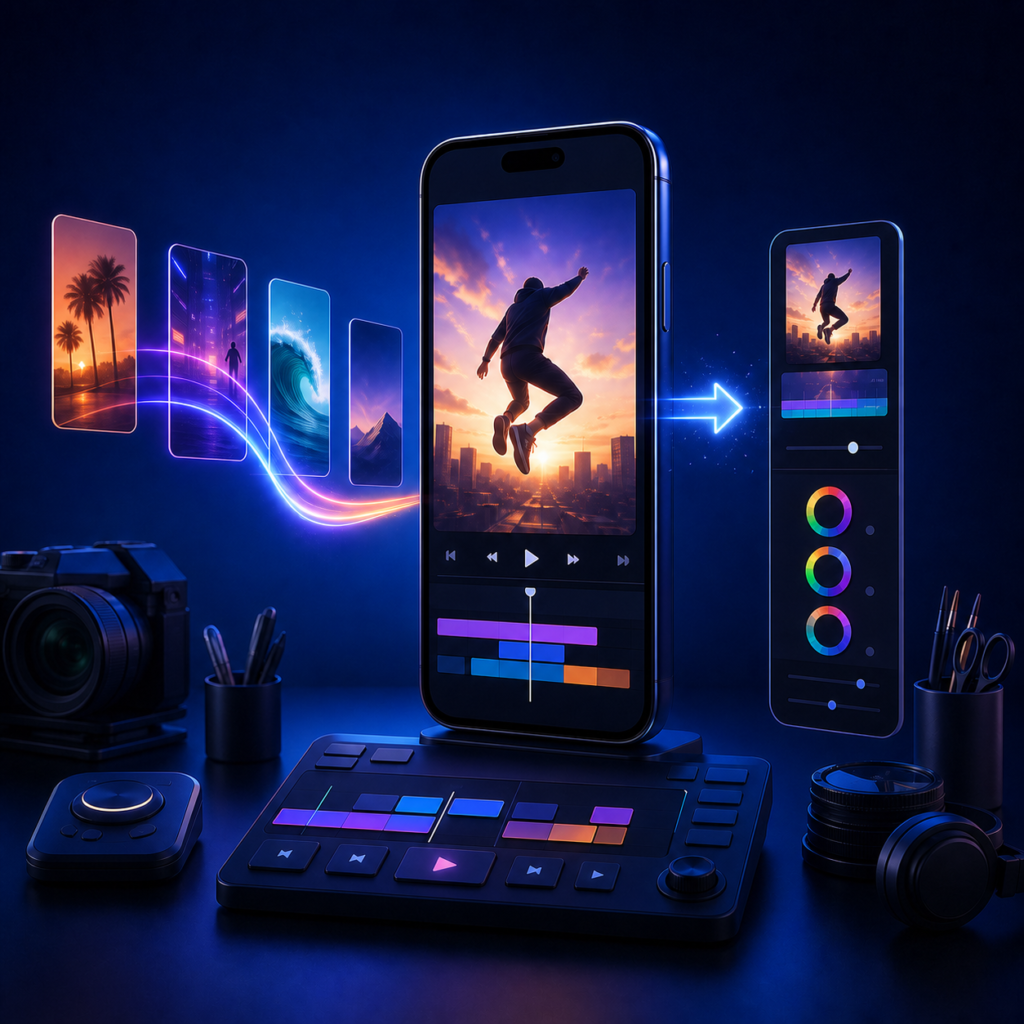 Vertical social video editing and mobile preview workflow