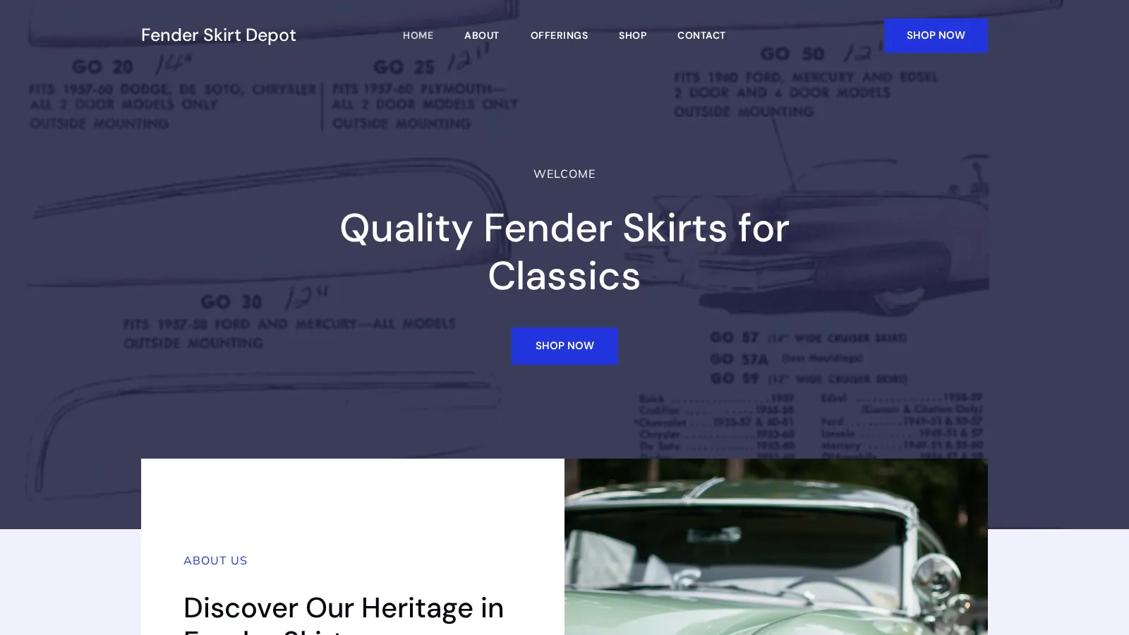 Fender Skirt Depot website project
