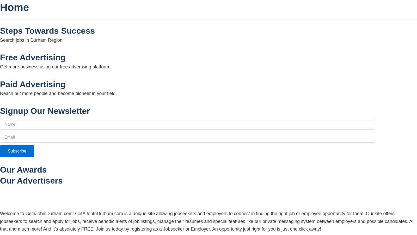 Get a Job in Durham website project