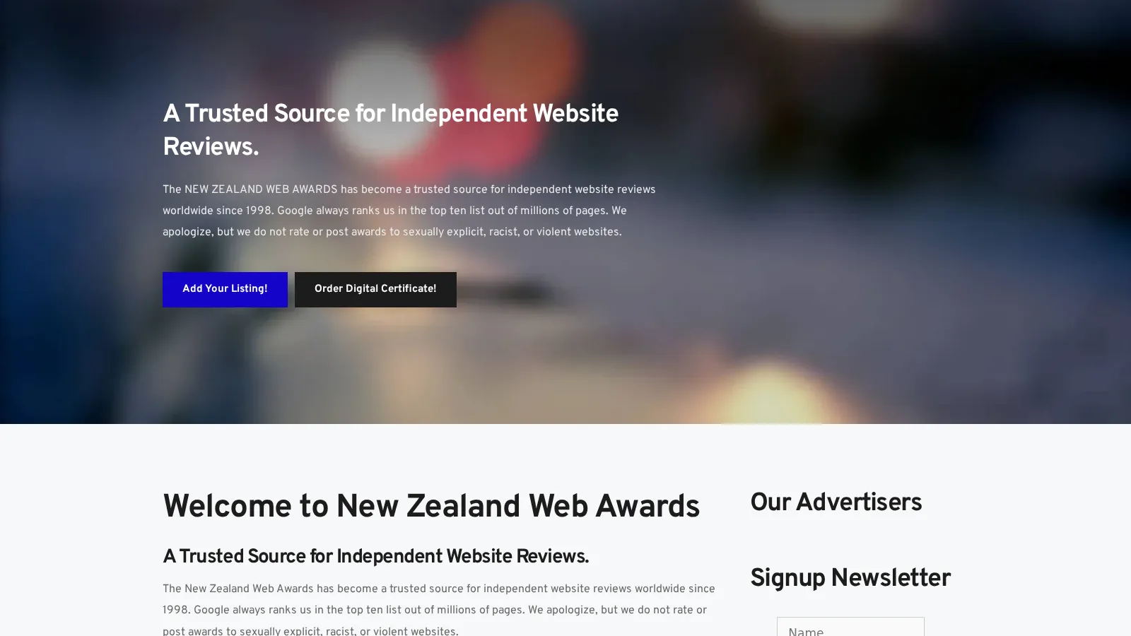 New Zealand Web Awards project image 2