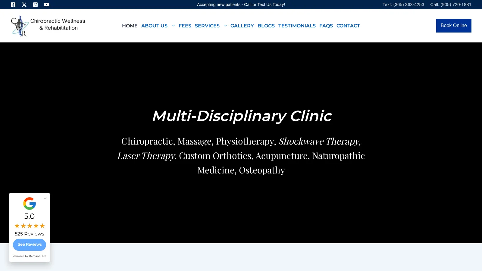 Oshawa Chiropractor website homepage