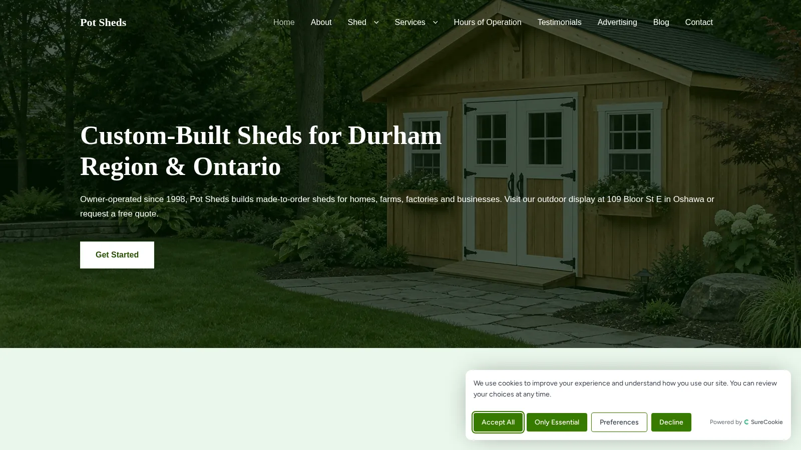 Pot Sheds website project