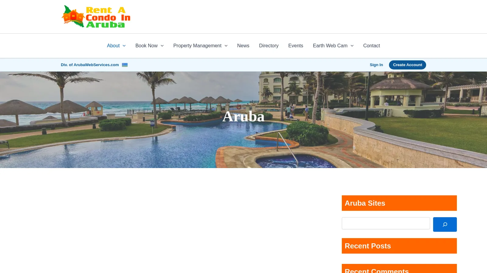 Rent a Condo in Aruba website project