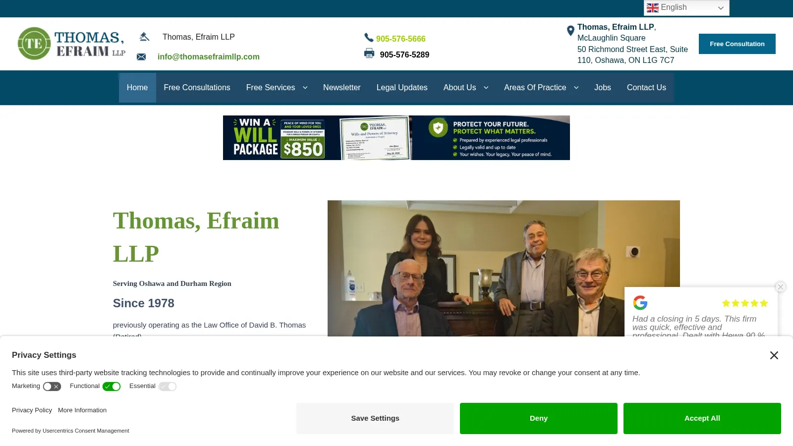Thomas Efraim LLP website homepage