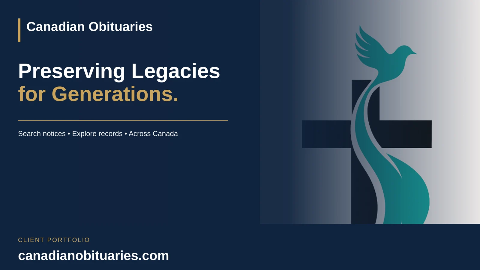Canadian Obituaries website homepage