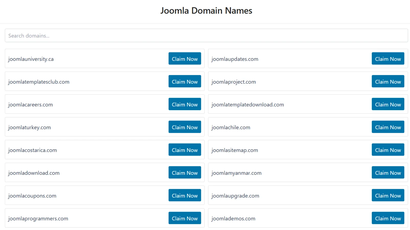 Joomla Domain Names website project