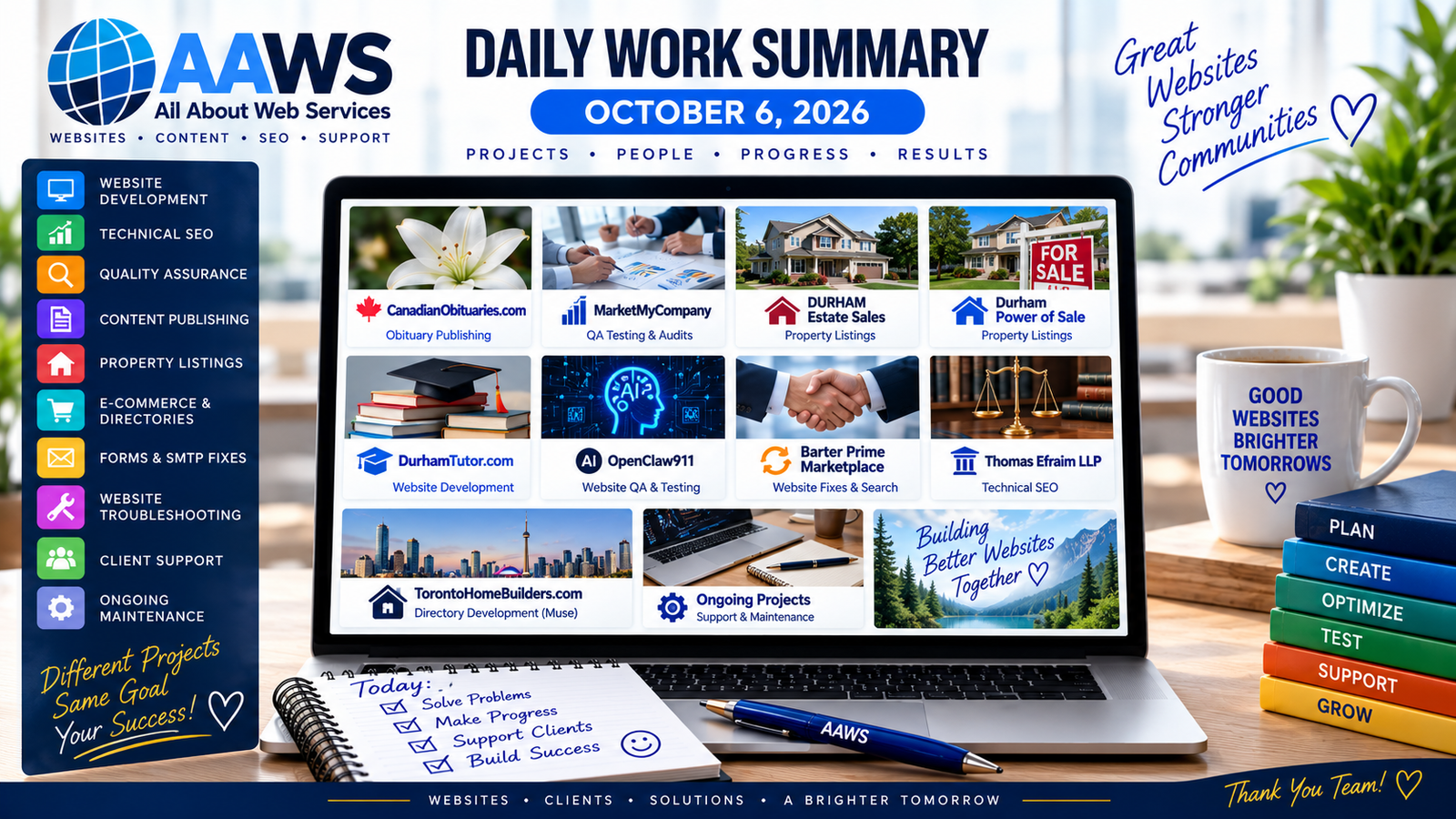 Daily Work Summary Report – October 6, 2026 daily work summary dashboard