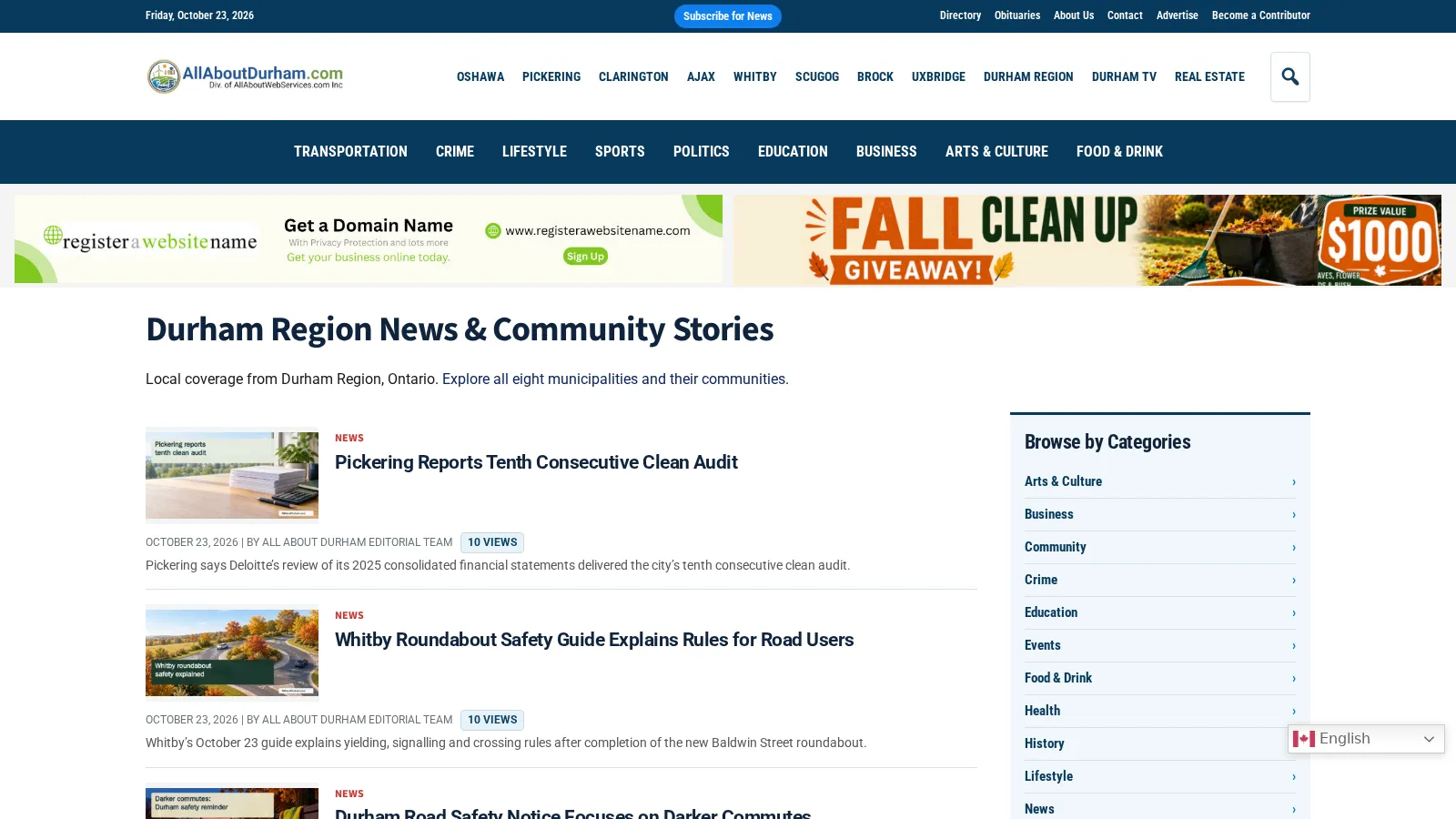 All About Durham website project