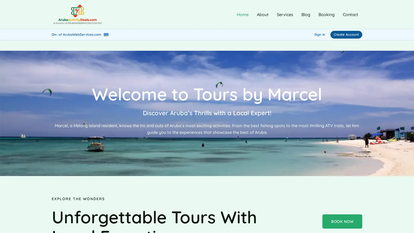 Aruba Activity Deals website project