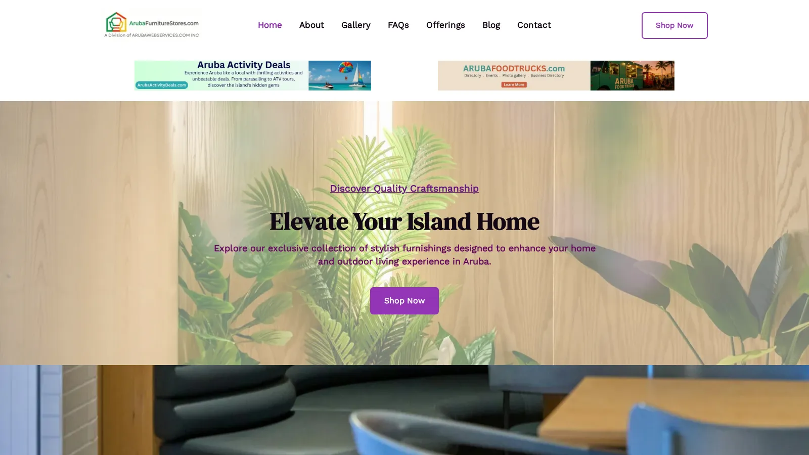 Aruba Furniture Stores website
