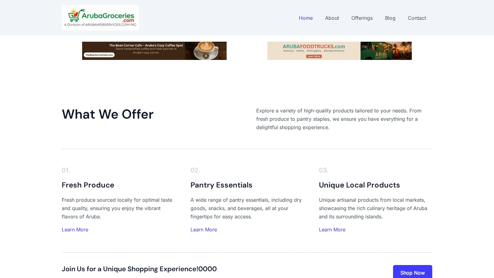 Aruba Groceries website