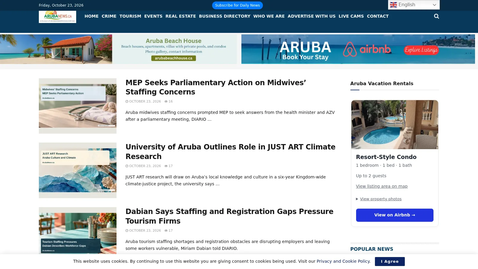 Aruba News website