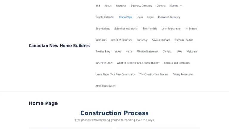 Canadian New Home Builders website preview
