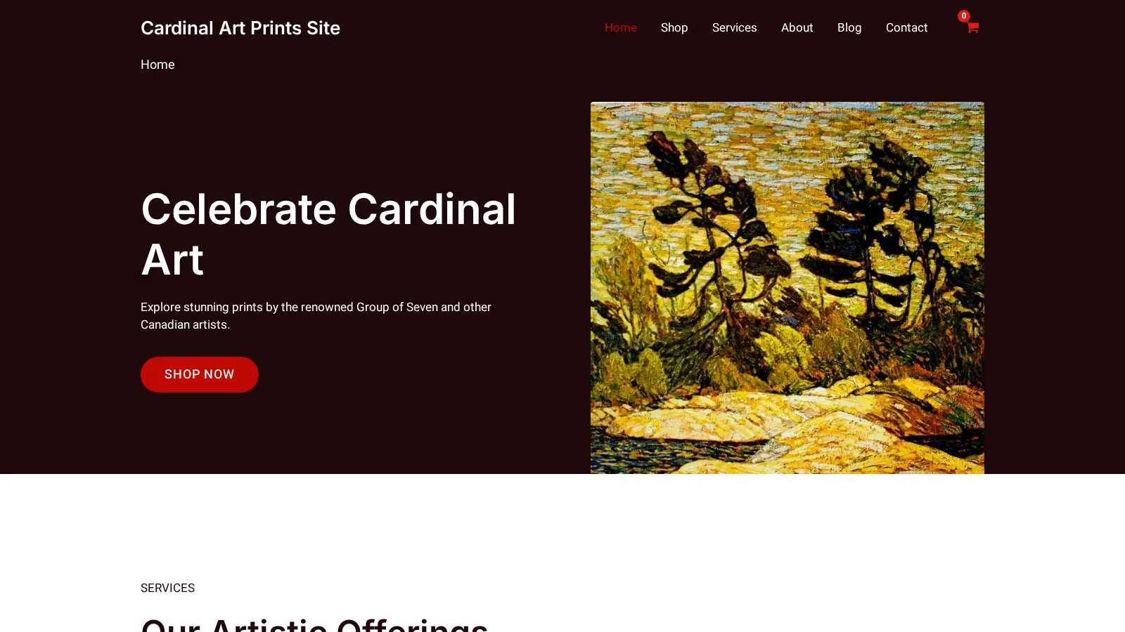 Cardinal Art Prints Site website