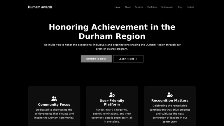 Durham awards website preview