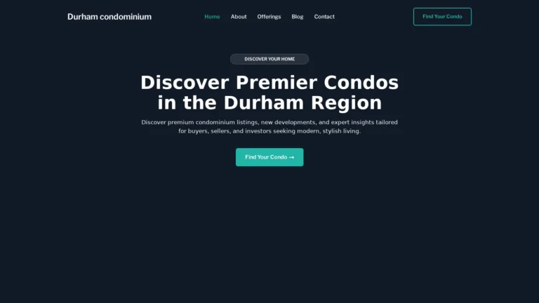 Durham condominium website preview