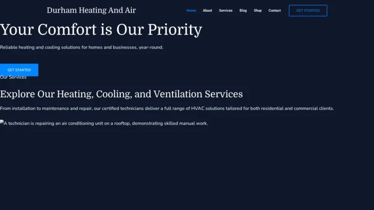 Durham Heating And Air website preview