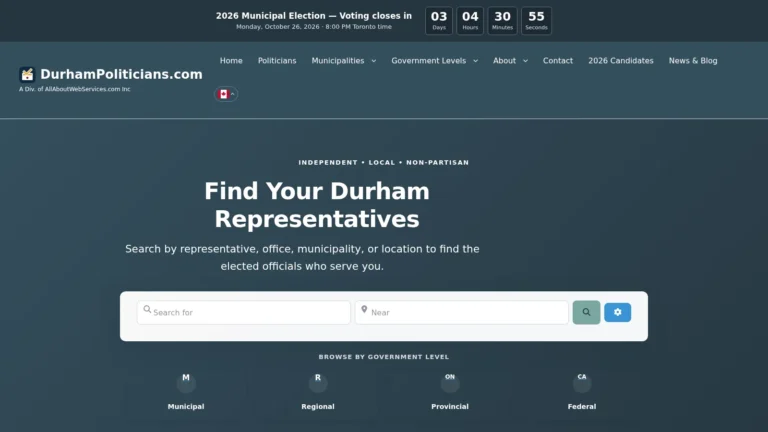 DurhamPoliticians.com website preview