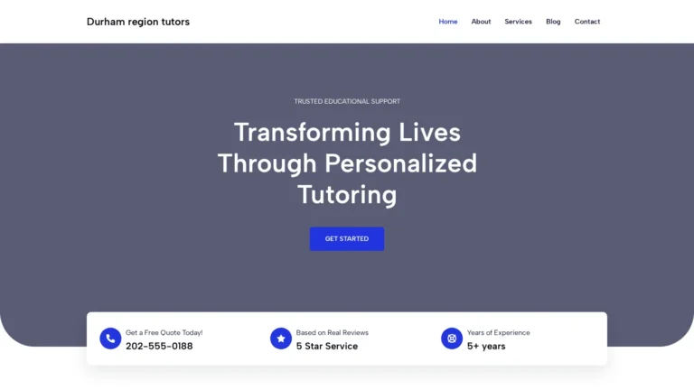 Durham region tutors website preview