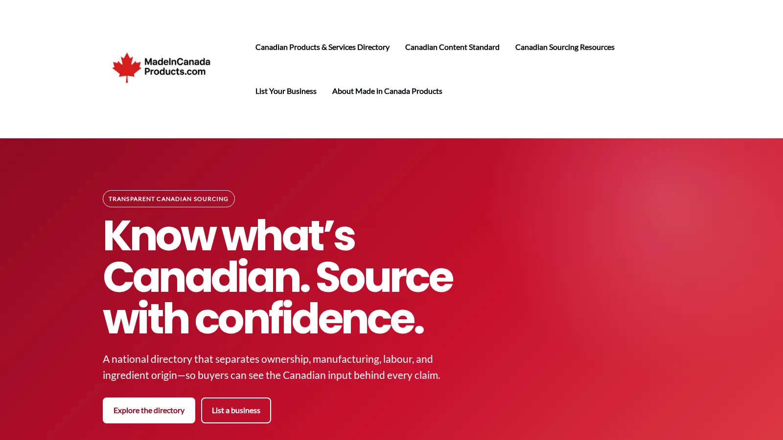 Made in Canada Products website