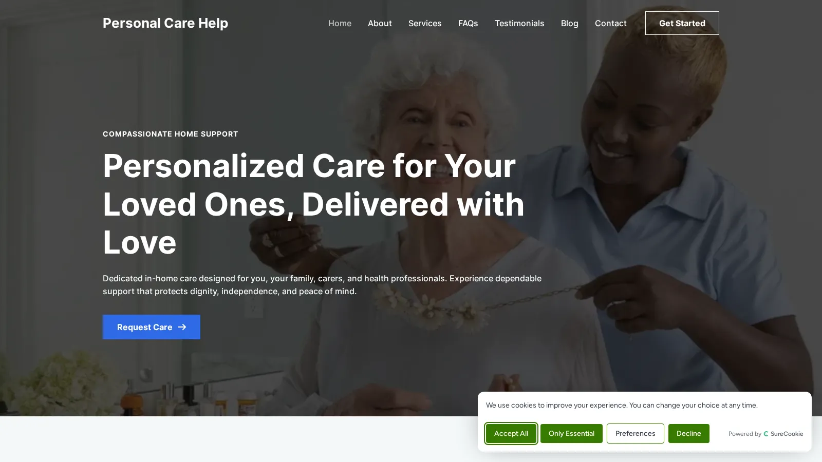 Personal Care Help website project