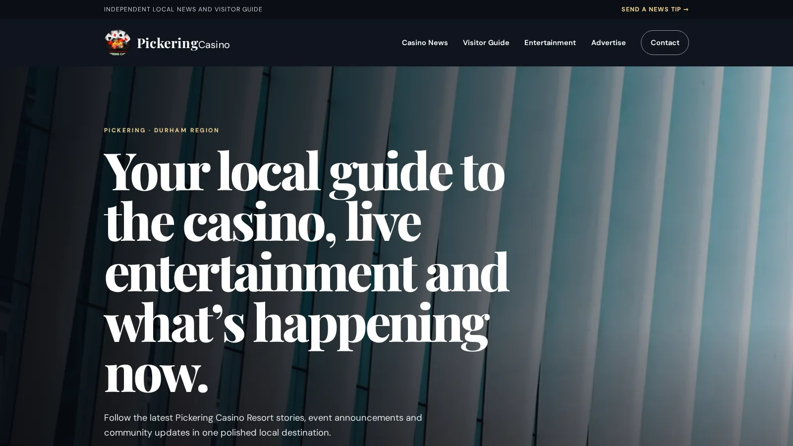PickeringCasino.co website project