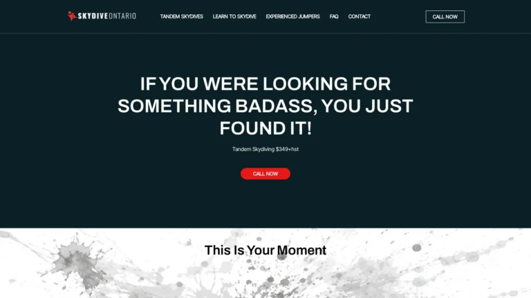 Skydive Ontario website preview