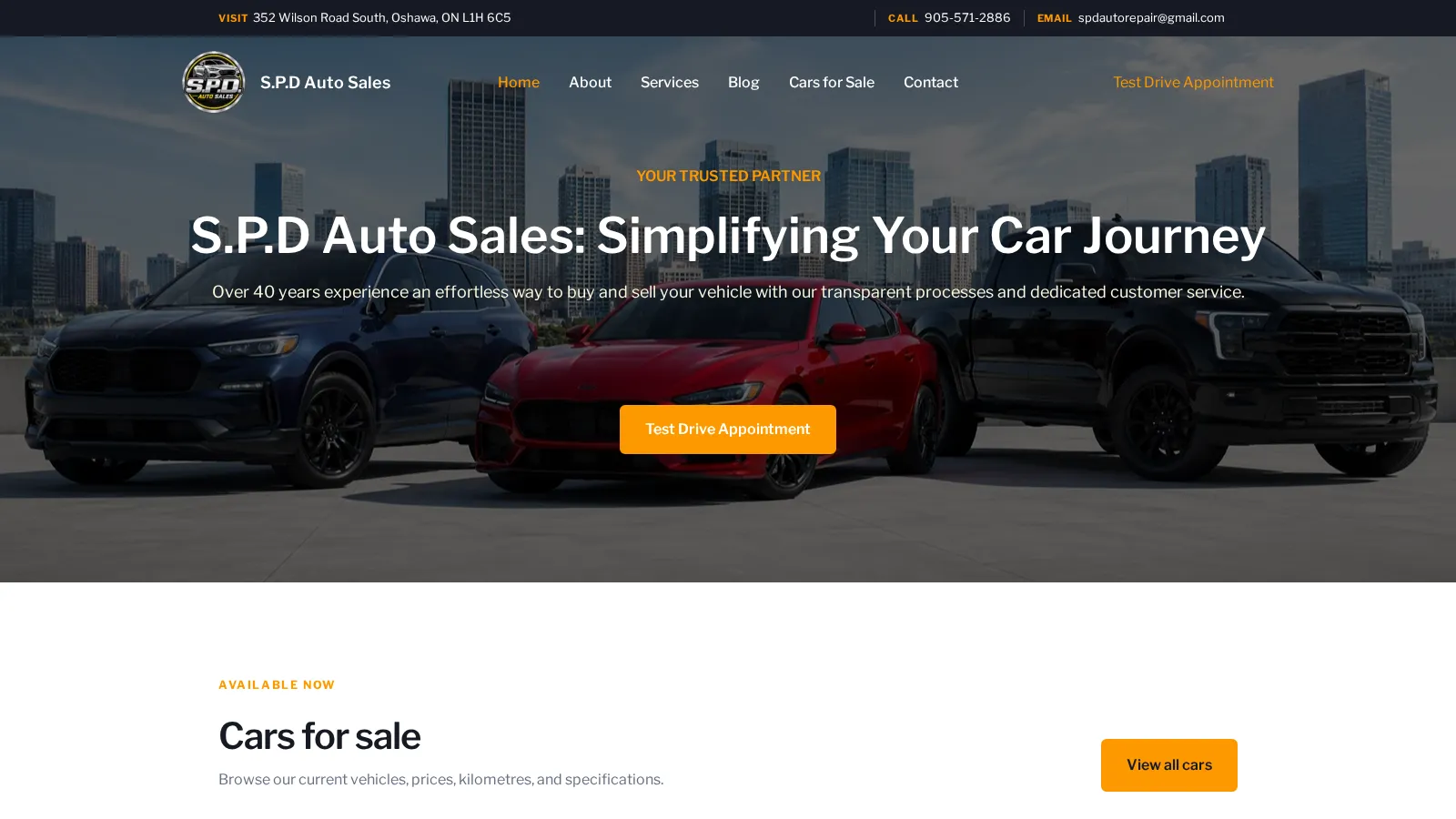 S.P.D Auto Sales website project