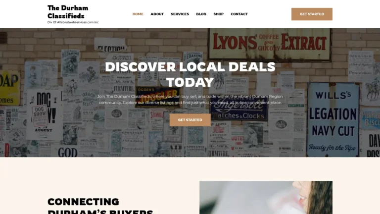 The Durham Classifieds website preview