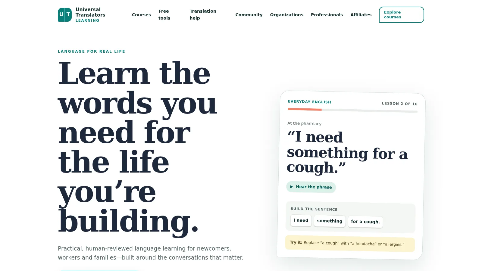 Universal Translators Learning website